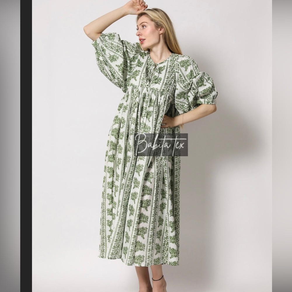 Floral Block Print Dress- Cotton Dress